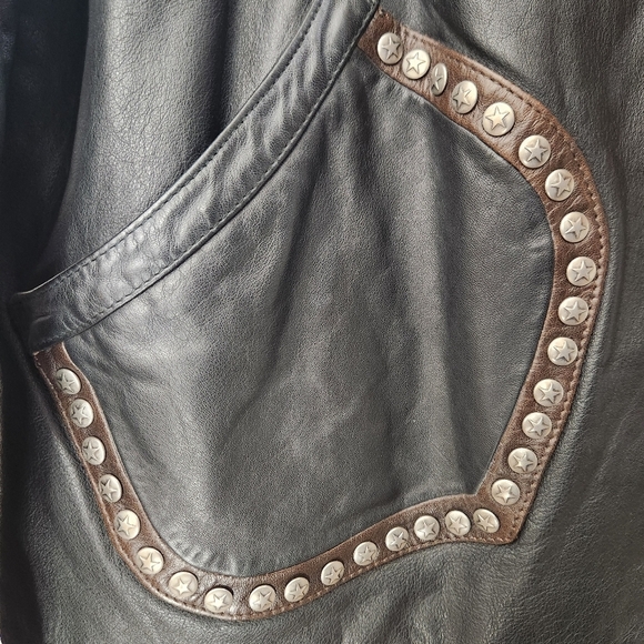 VINTAGE SCULLY Silver Studs and Conchos, Black Leather Jacket, Men's 44 - Picture 9 of 11